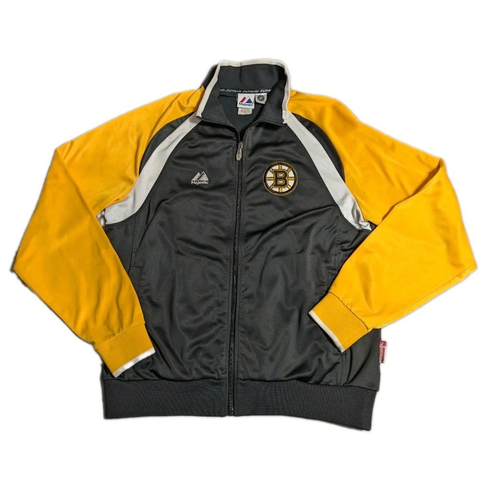 Boston Bruins Majestic Therma Base Jacket Mens L Black Gold NHL Full Zip Track